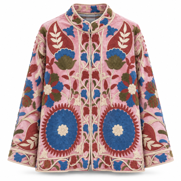 Chaqueta de Algodón 100% con Bordados Florales Étnicos