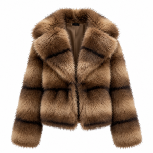 Chaqueta de Pelo Mujer con Cuello Amplio