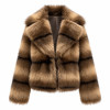 Chaqueta de Pelo Mujer Corta con Franjas