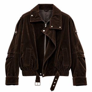 Chaqueta Mujer Estilo Motero con Cremallera y Cinturón Ajustable