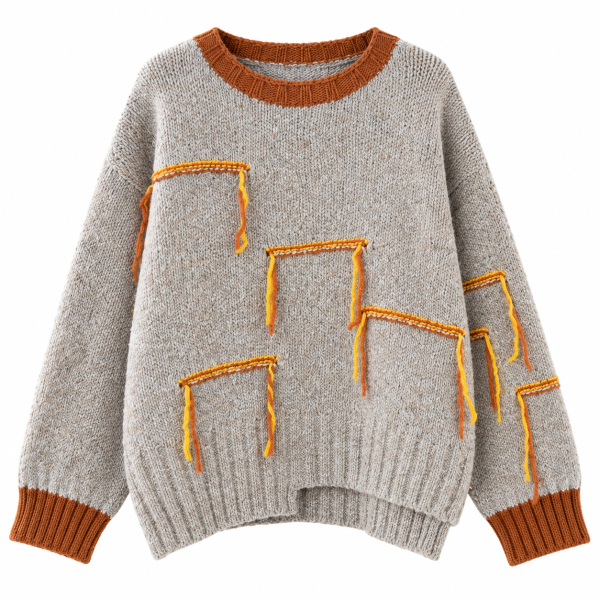Jersey de Punto Mujer con Detalles Geométricos