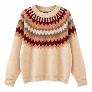Jersey de Punto Mujer Estampado Geométrico Estilo Fair Isle