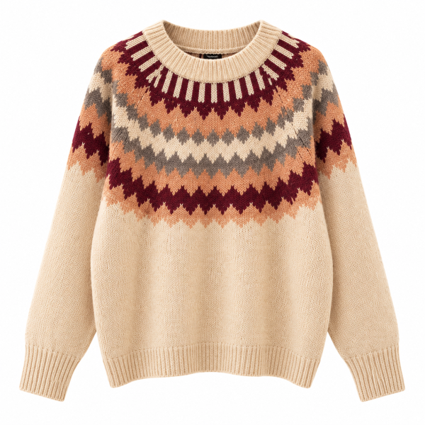 Jersey de Punto Mujer Estampado Geométrico Estilo Fair Isle